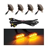 Sylvil 4PCS Car Front Grille Light, Bright Auto LED Grill Lights with Wiring Harness, Waterproof Front Grille Decorative Warning Lamp for F150 F250 F350, Exterior Car Accessories (Black&Yellow)