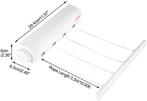 Retractable Clothes Airer, 3.2m 4 Lines Retractable Clothes Airer Indoor Wall Mounted Laundry Washing Line Drying Rope Rack