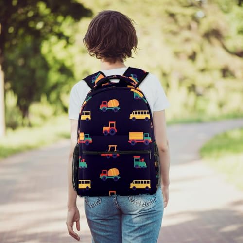 Sac à dos d'école multicolore à motifs de voiture 29x20x40cm