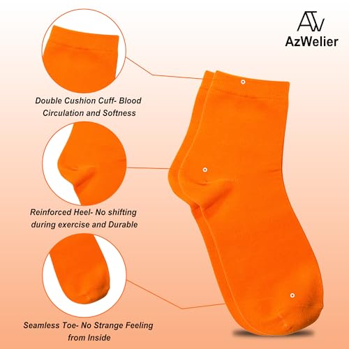 Image of Azwelier Unisex Colorful Quarter Ankle Athletic Socks Breathable Cotton Blend Crew Style 4 Pairs Pack