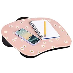 LAPGEAR MyStyle Portable Lap Desk with Cushion – Pink Daisy – Fits up to 15.6 Inch Laptops – Style No. 45336
