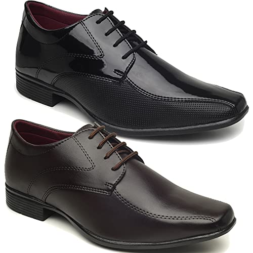 KIT 2 PARES SAPATO SOCIAL MASCULINO OXFORD ESTILO ITALIANO PRETO E CAFÉ (39, PRETO/CAFÉ)