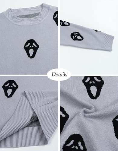 Image of Womens Cute Heart Sweater Crew Neck Long Sleeve Pullover Valentines Sweater