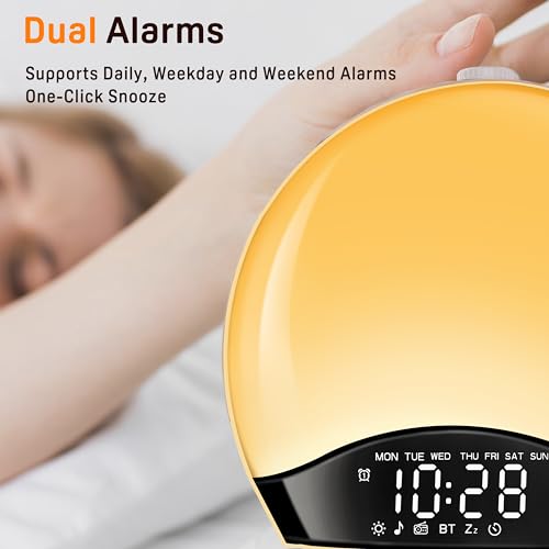Jall K2 Wake Up Light Sunrise Alarm Clock For Kids, Heavy Sleepers, Bedroom, Bluetooth Speaker Sound Machine thumb #7