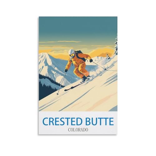 LICHNWW Crested Butte Colorado Vintage-Reiseposter, Skifahren, 20 x 30 cm, Leinwanddruck für Wohnzimmer, Schlafzimmer, Wohnheim, Zuhause, Büro, Wanddekoration
