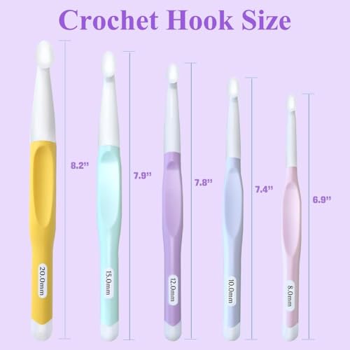 Image of Yarniss Large Ergonomic Crochet Hooks Set 8.0mm 10.0mm 12.0mm 15.0mm 20.0mm