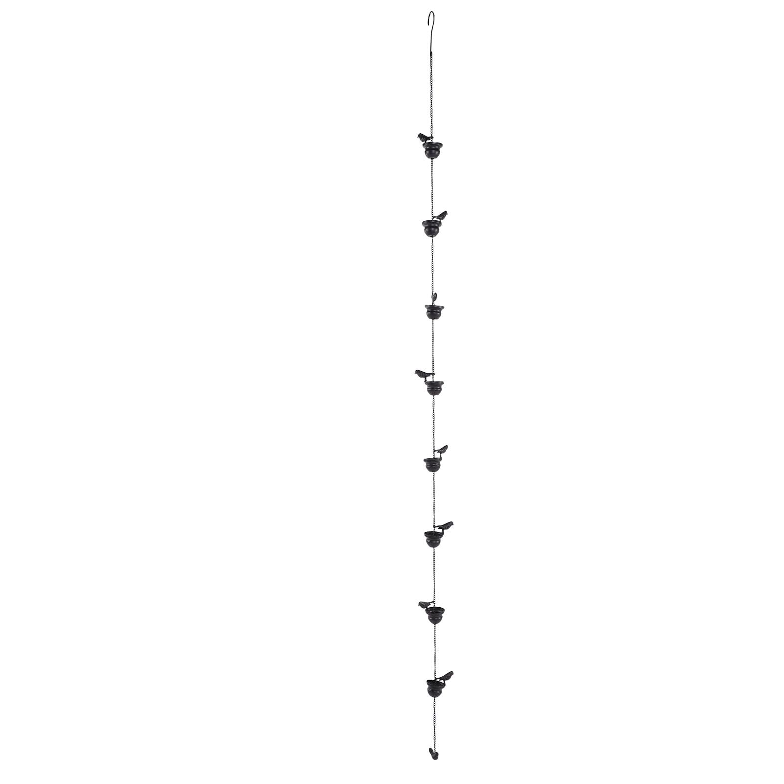 Catena Antipioggia per Uccelli in Metallo per grondaie Design Raffinato ed Elegante con Flusso d'Acqua Decorazione Esterna Ottone Antico Ferro 8 Uccelli 2,4 m