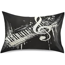 ALAZA Music Note Piano Satin Pillowcase Queen Size Pillow Cases Envelope Closure Bed Pillow Cover, 20 x 30 inch