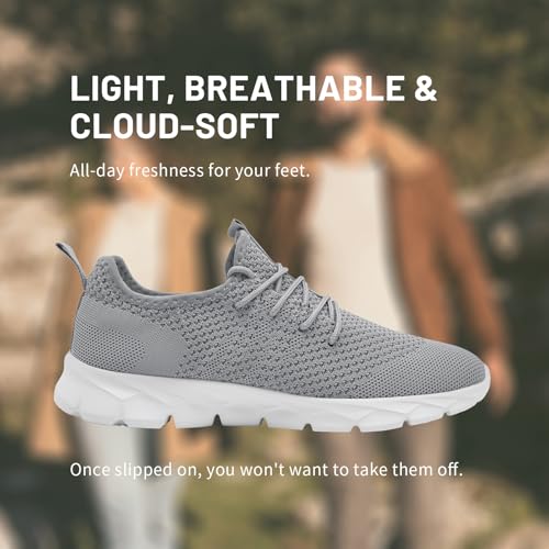 Image of Damyuan Men Running Shoes Slip on Walking Sneaker Tennis Gym Workout Fashion Athletic Lightweight Breathable Sport Jogging Casual Women Shoe,Light Gray Size 15.5 Women /14.5 Men