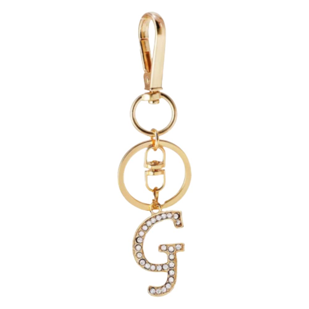 Rohans Womens Gold Plated Alloy Car Key Ring with Crystal Rhinestone Alphabet Initial Letter Keychain (G)