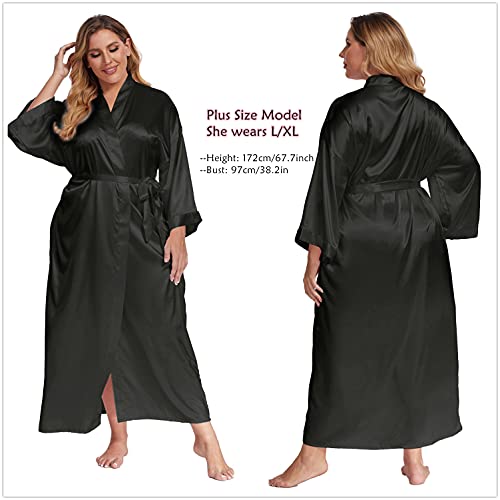 Women's Long Silk Robes Lightweight Long Satin Robes Full Length Sleepwear Dressing Gown3