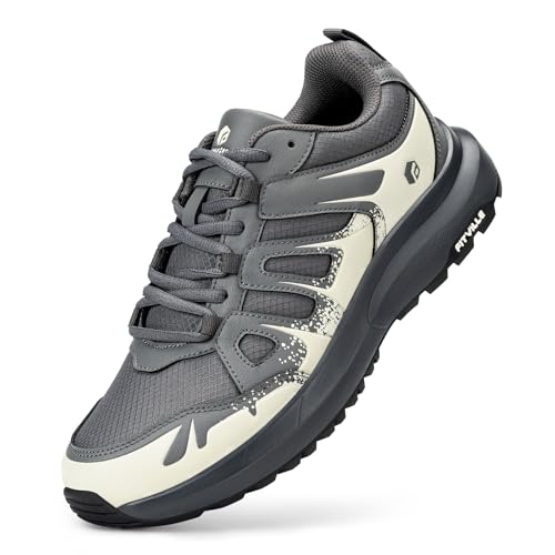 FitVille Men's Wide Hiking Shoes Water Repellent Trekking Trails Outdoor Sneakers Cushioned Lightweight Walking Running Shoes with Arch Support