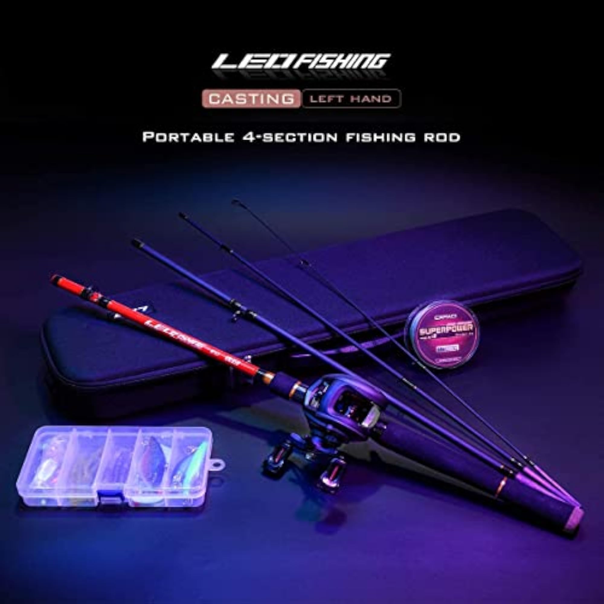 4-Piece Spinning/Casting Fishing Rod and Reel Combo