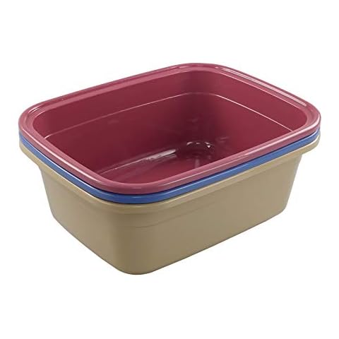 Farmoon 12 Quart Rectangular Wash Basin, Plastic Dishpan/Tub for Sink, 3 Packs Cover