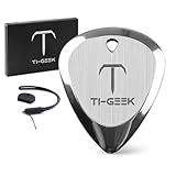 Ti-Geek Premium Titanium Guitar Pick 2.8mm Thickness, Metallic Silver for Metallica, Bass, Electric Guitar No-Slip Grip, Wrist Band, Lifetime Durability - Perfect for Guitar lover