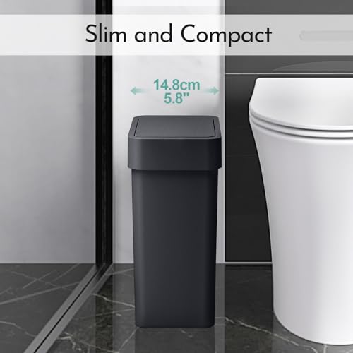 ELPHECO Bathroom Trash Can with Lid 2.5 Gallon Motion Sensor Slim Garbage Can Small Touchless Trash Bin Bathroom Decor 9.5 Liter Smart Waste Basket for Bedroom, Living Room, Toilet (Black) by ELPHECO - Image 4