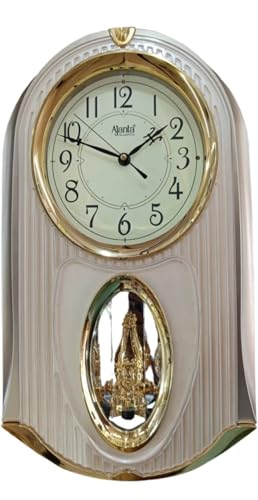 Ajanta Musical Wall Clock (4227 Golden & with Glass, Musical)