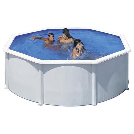 Gre Kit460Eco Fidji - Piscina De Acero Elevada, Redonda Con Aspecto Acero Blanco. Piscinas Desmontables Para Jardín. 460 X 120 Cm