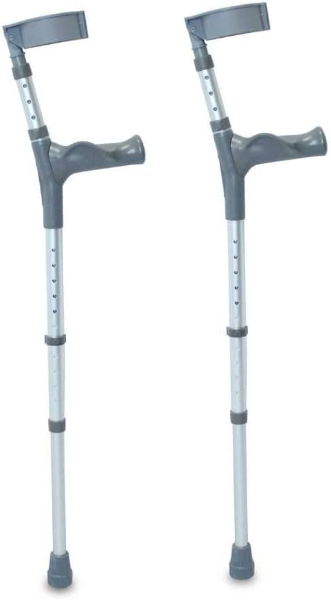 NRS Healthcare Double Adjustable Crutches with Comfy Handle, Regular Height - Pair