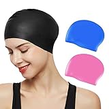 [page_title]-NALCY 3 Pack Erwachsene Badekappe, Unisex Wasserdicht Schwimmkappe für Herren Damen, Lange Haare Silikon Swimming Cap Bademütze für Männer Frauen