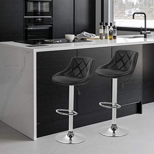 Fdw Bar Stools Set Of 2 Barstools Swivel Stool Height Adjustable Bar Chairs With Back Pu Leather Swivel Bar Stool Kitchen Counter Stools Dining Chairs #TOP1