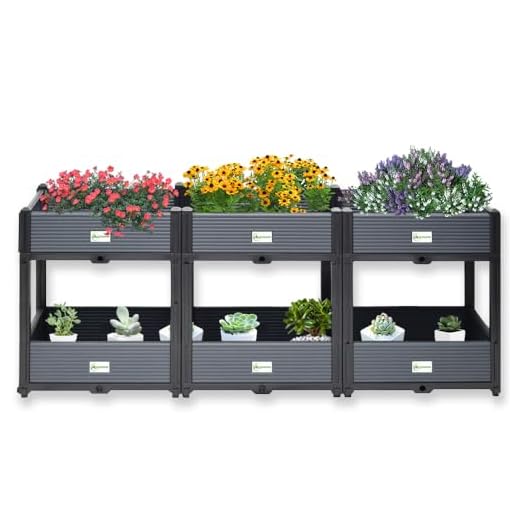 Indoor & Outdoor 2-Tier Stackable Garden Bed – Drainage Planter Box, Thickened for Enhanced Load-Bearing, Great for Veggies, Herbs, Flowers & Entryway Decor(Triple Row)