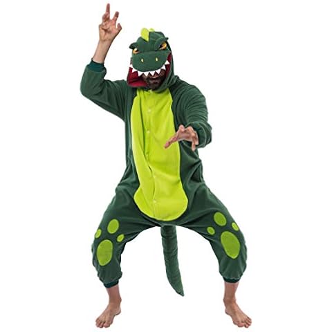 Spooktacular Creations Unisex Adult Pajama Plush Onesie One Piece Dinosaur Animal Costume (Small) Cover