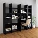 Bücherregal, Lagerregal Regale, freistehendes Bücherregal für Flur Schlafzimmer Badezimmer, Wohnzimmer 4-TLG. Bücherregal-Set Hochglanz-Schwarz Spanplatte
