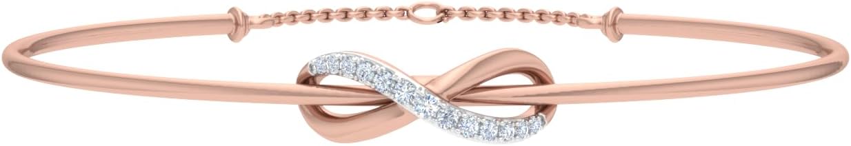 0.15 Carat Natural Diamond Infinity Sign Bangle Bracelet for Women in 10K Gold (7.5 Inch)