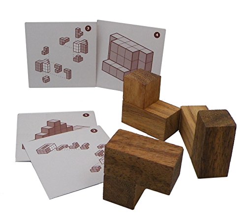 Soma Cube Puzzle Wooden With 50 Playing Cards 3D Brain Teaser In A Large Size #TOP3