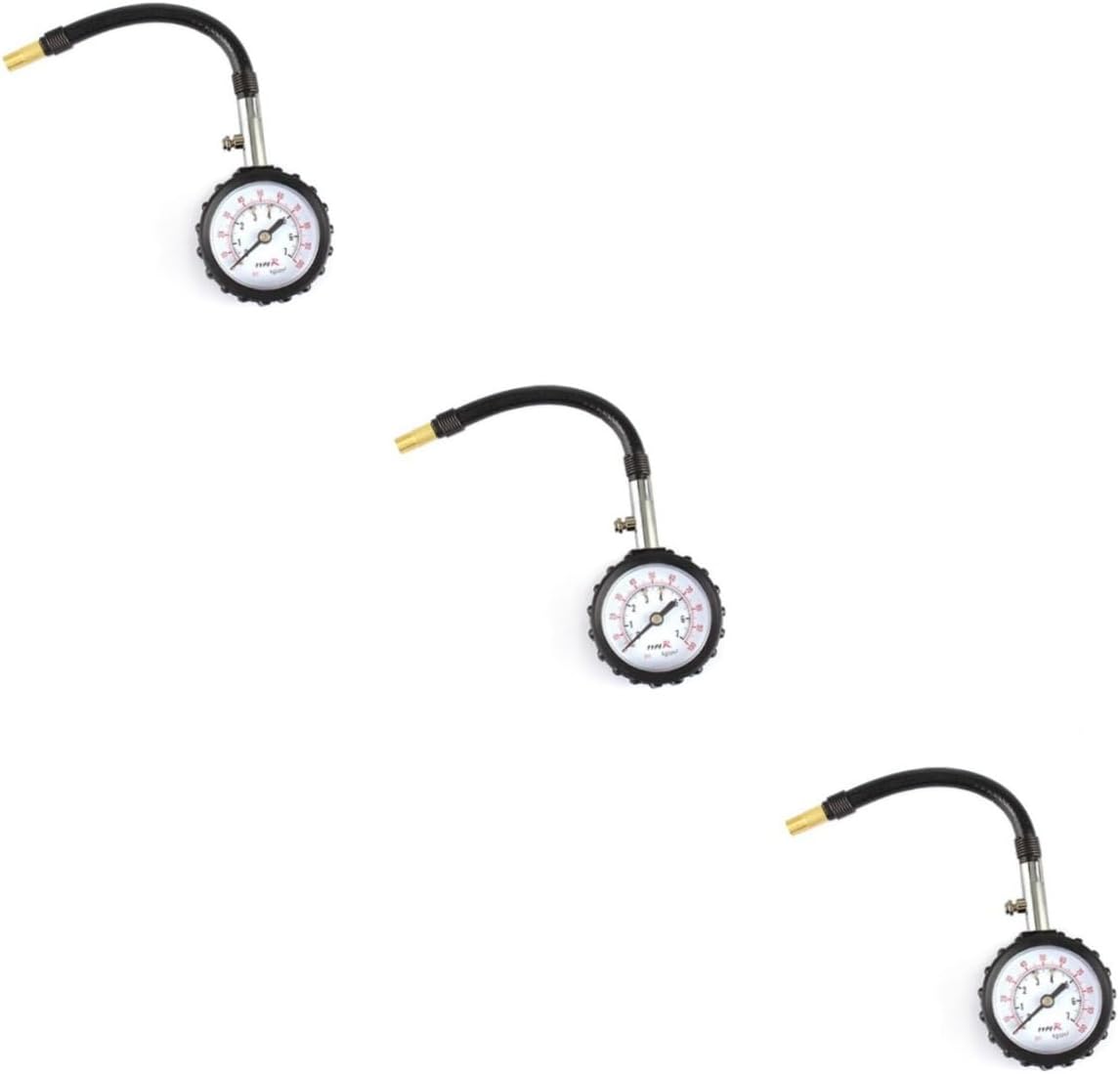 PartyKindom 3pcs Heavy Duty Digital Tire Pressure Gauge for Car Truck Motorcycle Bike Tire Gauge Swivel Braided Hose