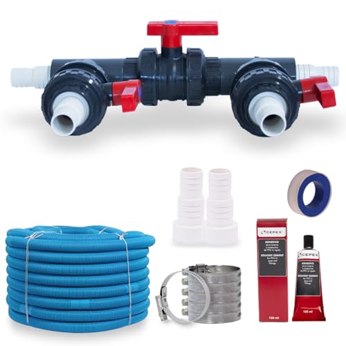 EVOLUTION Wärmepumpe Anschluss-Set für Schlauchanschluss d 38 mm mit Bypass & Zubehör Pool