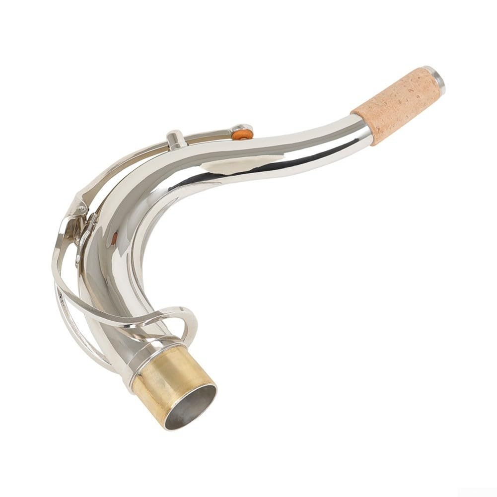 Col Courbé en Laiton pour Sax Ténor Bb 27.5mm(Silver) | Laiton massif, design courbé, diamètre 27.5mm, compatible ténor Bb, résonance supérieure