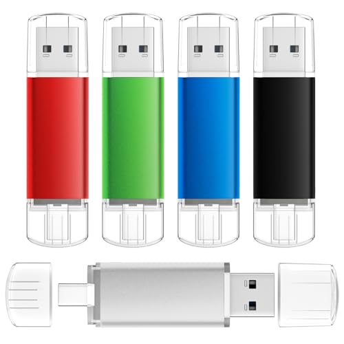AreTop 64GB USB C Thumb Drive USB 2.0 Dual Flash Drive 64GB USB Drive 2-in-1 Portable Type-C Memory Stick for Android Smartphone, Computers, MacBook, Tablets, PC, 5 Pack