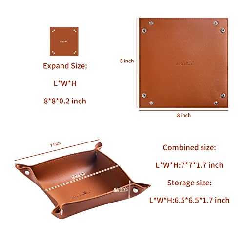 Sanqianwan Pu Leather Jewelry Valet Tray For Women And Man, Portable Entryway Table Tray Bedside Nightstand Desk Tray Small Catchall Travel Dish Plate For Key,Wallet,Watch,Coin  thumb #1