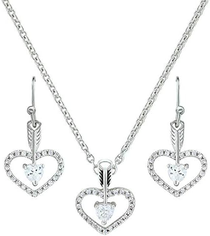 Montana Silversmiths Women's Straight To The Heart Arrow Necklace And Earrings Silver One Size