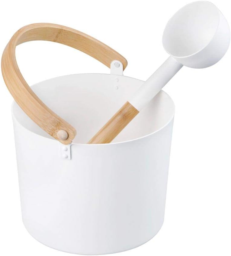 Ritapreaty Luxurious Finnish Sauna Aluminum Bucket with Long Handle Spoon Set Matching Ladle 7L