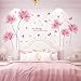 Buer Homie Flower and Butterflies Wall Stickers for Adults, Pink Flower Wall Decals Decoration for Girls Bedroom, Pink Decor for Nursery Room, Floral Butterfly Wall Decor Peel and Stick for Bedroom