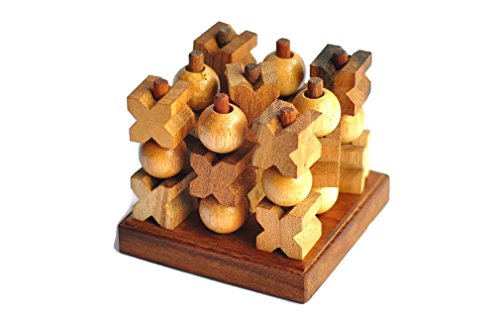 Wooden Games & Puzzles Tic-Tac-Toe 3D Wooden Brain Teasers Strategy Game With Collection Box Cube Box #TOP26