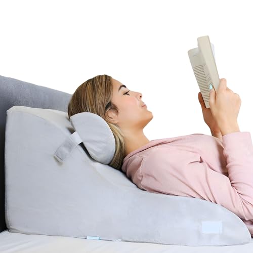 RELIVY Respaldo para Cama - Almohada de Lectura de Espuma Viscoelástica, Cuña Antireflujo Adulto, Almohada Triangular Cuña Adulto, Cojin Respaldo de Cama para Leer, Almohada Lectura Cama