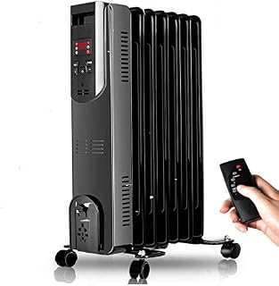Electric Radiator Heater - 1500W Oil Space Heater with Remote Control, 250 Sq