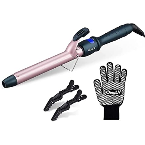 CkeyiN Curling Wands, Hair Curler for All Hair Types 32mm Barrel Curling Tong, 80°C -230°C Adjustable Temperature , with 1 Heat Resistant Glove (32MM) Cover