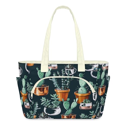 Sac de voyage et travail pour femme : grand fourre-tout cactus matelassé zippé