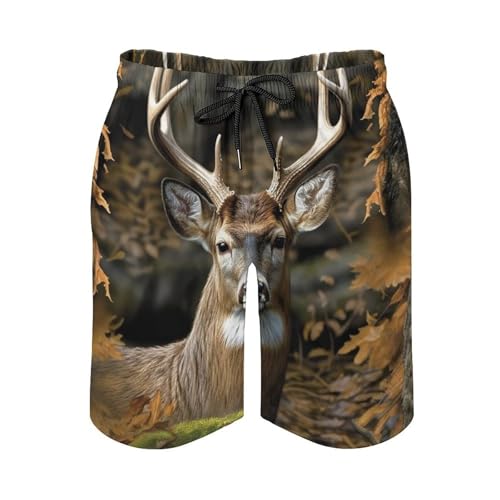 Camouflage Deer Mens Swim Trunks Quick Dry Hawaii Bathing Suit Board Shorts with Mesh Lining-2