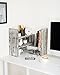 MyGift Adjustable Solid Wood Desktop Storage Organizer Display Shelf Book Rack, Office Desk Bookshelf with Torched Wood Finish