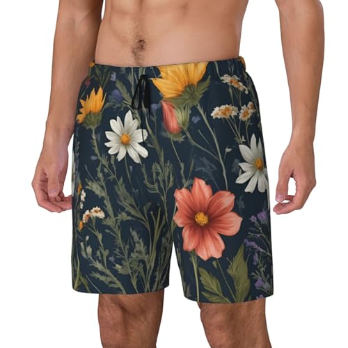 Wildflower Floral Print Men Stylish Functionality Swim Trunks Breathable Beach Shorts Surfing Gym Fishing2