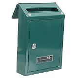 Cassetta delle lettere vintage con chiusura a chiave, decorazione per esterni, cassetta delle lettere europea, verde, capelli lisci, in ferro battuto, montaggio a parete, cassetta postale per villa