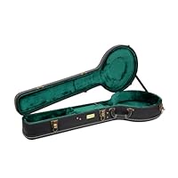 Crossrock Holzkoffer passend für 11–12,5 Zoll Openback-Stile von Banjos – Vintage-Beschläge, Schwammpolsterung, Metallfüße, Stauraum – Schwarz (CRW520OBJBK)