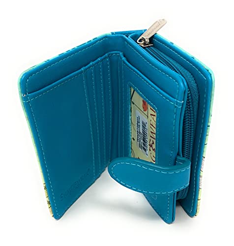 Shag Wear Vintage Dragonfly Small Wallet for Women and Teen Girls Vegan Faux Leather 4.5" Teal3