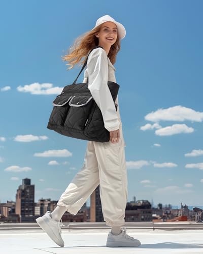 Bagsmart Tote Bag For Women,Travel Tote Bag With Multi-Pocket, Large Puffy Quilted Shoulder Bag Handbag With Compartments For Travel thumb #1